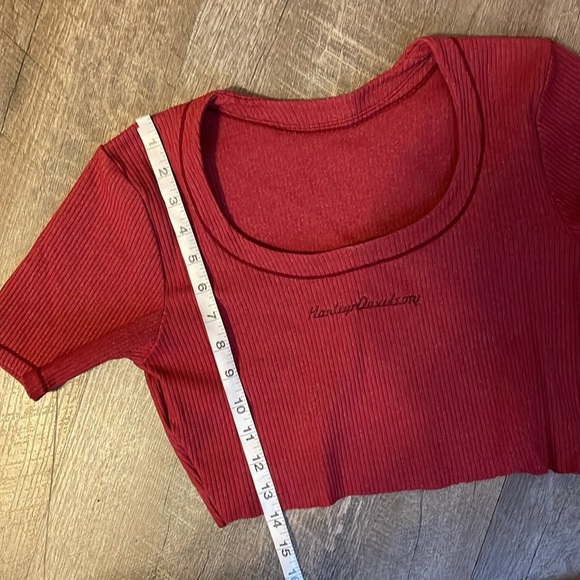 Harley Davidson Embroidered Ribbed Crop Top Maroon size M - Picture 14 of 14